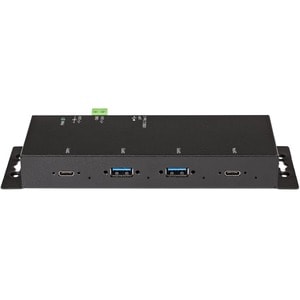 StarTech.com 4 Port USB C Hub 10Gbps, Metal Industrial USB-C Hub, 2x USB-C & 2x USB-A, ESD Surge Protection, Self-Powered 