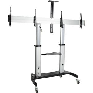 StarTech.com Dual TV Cart, 60in VESA TVs up to 50kg/110lb each, Height Adjustable Mobile Display Mount/Cart, Rolling TV Ca