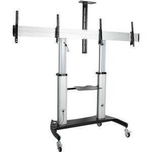 StarTech.com Carrello Porta TV per 2 Schermi VESA 37/60" (50kg x2) - Supporto TV da pavimento con Ruote Regolabile in Alte