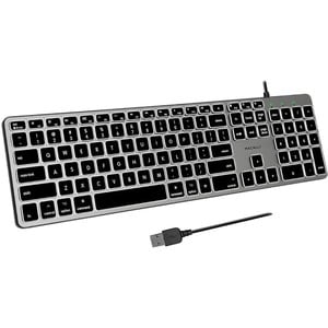 Macally BLSLIMKEYPROSG - Backlit USB Wired Keyboard for Mac - Cable Connectivity - USB Type A Interface - LED - 107 Key(s)