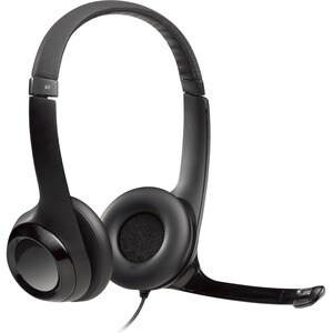 Logitech 有线 头戴式 立体声 耳机 - 黑 - 双声道 - 耳罩 - 32 欧姆 - 20 Hz 到 20 kHz - 232.9 cm 线缆 - 双向, 降噪 麦克风 - A 型 USB