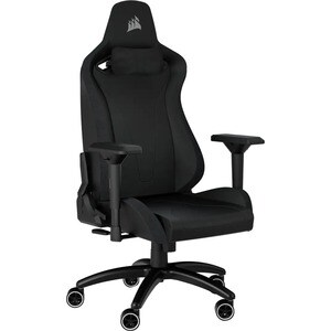 Corsair TC200 Gaming Chair - Plush Leatherette - Black/Black - For Gaming - Leatherette, Steel, Foam, Memory Foam - Black