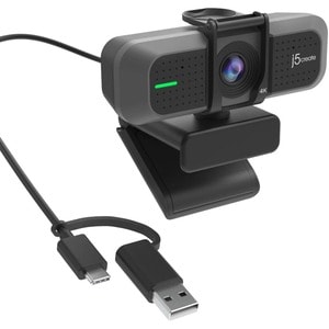 j5create JVU430 Webcam - 8 Megapixel - 60 fps - Black, Silver - 1 Pack(s) - 3840 x 2160 Video - CMOS Sensor - 94° Angle - 