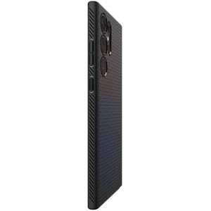 Spigen Liquid Air Case for Samsung Galaxy S23 Ultra Smartphone - Geometric Design - Matte Black - Drop Resistant, Anti-sli