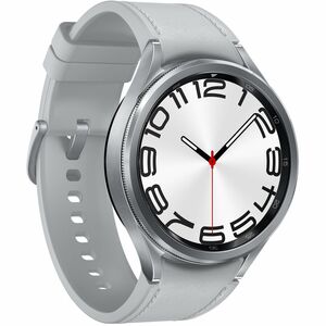 Samsung Galaxy Watch6 Classic Smart Watch - 47 mm Case Width - Silver Body Color - Leather Band Material - LTE - Bluetooth