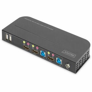 Digitus KVM Switchbox - 2 Computer(s) - 4K - 4096 x 2160 - 6 x USB - USB 2.0 - 3 x HDMI - Wall Mountable