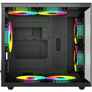 XZEAL Gabinete para computadora gamer - Micro ATX, Mini ITX Placa base admitida - Cubo - Vidrio templado, Metálico - Negro