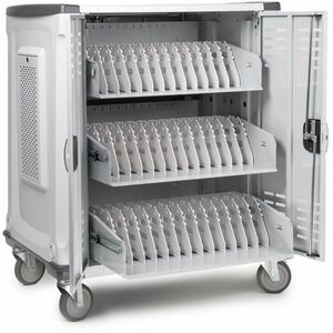 Rocstor Volt C42 PRE-WIRED - 42 Device Intelligent Power Charging Cart - 3 Drawer - 4 Casters - 5" Caster Size - Steel - 3