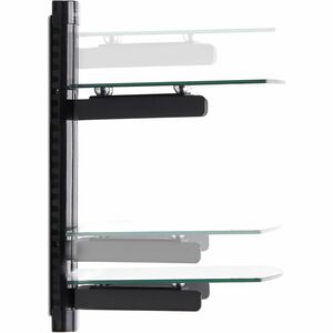 StarTech.com Dual Floating Wall-Mounted AV Shelves, Adjustable Height Shelf For Under TV A/V Equipment, Black Tempered Gla