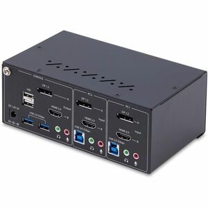 StarTech.com KVM Switchbox - TAA Compliant - 2 Computer(s) - 4K - 3840 x 2160 - 6 x USB - 3 x HDMI - 3 x DisplayPort