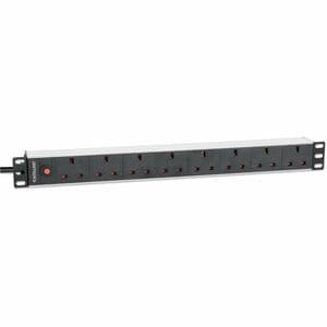 19" 1U PDU 7-way UK, Overload Protection, Rackmount, Power Distribution Unit, UK 3-pin outlets, 3m power cord, output - BS