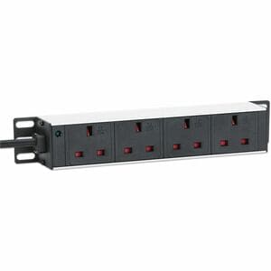 10" 1U PDU 4-way UK, With Indicator, Rackmount, Power Distribution Unit, UK 3-pin outlets, 3m power cord, output - BS 1363