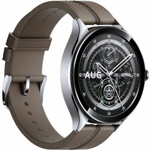 WATCH 2 PRO-BT CASE-STRAP SILVER CASE-BROWN LEATHER STRAP