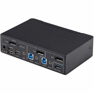 StarTech.com KVM Switchbox - TAA Compliant - 2 Computer(s) - 4K - 3840 x 2160 - 8 x USB - USB 2.0 - 3 x DisplayPort