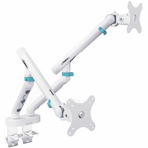 Digitus Desk Mount for Monitor, Flat Panel Display, Curved Screen Display - White - Height Adjustable - 2 Display(s) Suppo