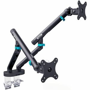 Digitus Desk Mount for Monitor, Flat Panel Display, Curved Screen Display - Black - Height Adjustable - 2 Display(s) Suppo
