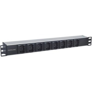 19" 1U PDU 8-way EU, C13 Outlets, Rear C20 Input, Anti-Shedding, Power Distribution Unit, 2m power cord (removeable), outp