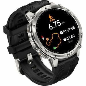 Kospet TANK T4C Smart Watch - Round Case Shape - Silver Body Color - Stainless Steel, Zinc Alloy Case Material - Silicone 
