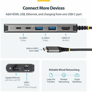StarTech.com 7 Port(s) USB 3.2 (Gen 1) Type C Docking Station for Notebook, Workstation, Mobile Workstation, MacBook - Cha