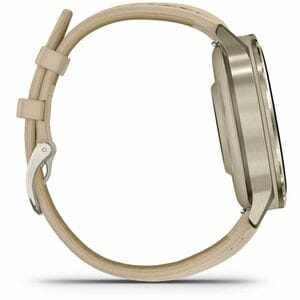 Garmin Venu 4 Smart Watch - Lunar Gold Case Color - Bone, Light Sand Band Color - Stainless Steel, Metal Body Material - F