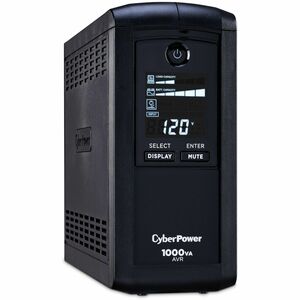 CyberPower CP1000AVRLCD Intelligent LCD UPS Systems - 1000VA/600W, 120 VAC, NEMA 5-15P, Mini-Tower, 9 Outlets, LCD, PowerP