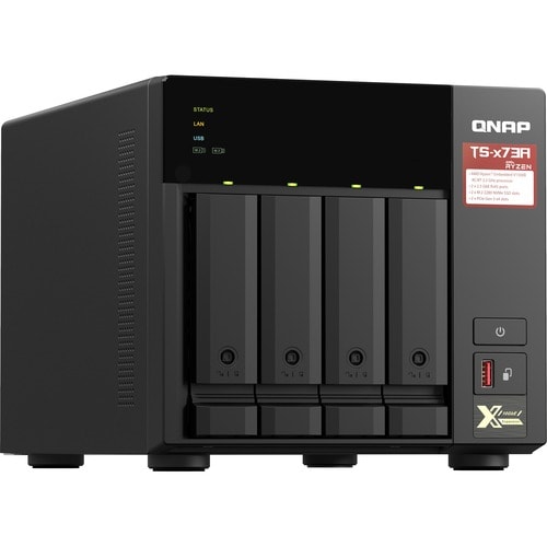 Système de stockage NAS QNAP TS-473A-8G - 4 x Total de compartiments - 5 Go Flash Memory Capacity - AMD Ryzen V1500B Quad-