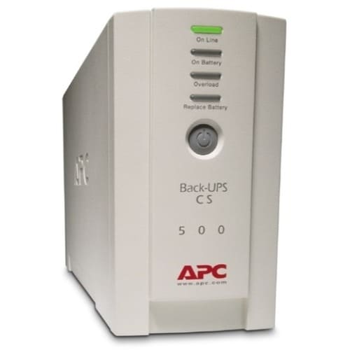 APC Back-UPS, 500VA/300W, Tower, 230V, 4x IEC C13 Outlets , User Replaceable Battery. UPS topology: Standby (Offline), Out
