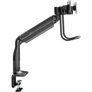 Bras support d'écran V7 DM1HDD pour Moniteur, Affichage - Noir mat - Support de barre à ressort à gaz robuste V7 pour doub
