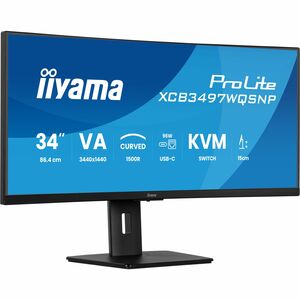 Moniteur LED iiyama ProLite XCB3497WQSNP-B1 34" Classe UWQHD Écran incurvé USB-C Dock. - 21:9 - Noir mat - 86,4 cm (34") V