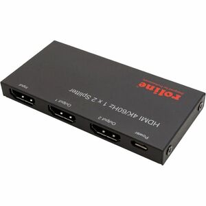 Roline 2-way HDMI Splitter - Black - 3840 x 2160 - 1 x HDMI In - 2 x HDMI Out