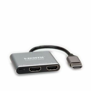 Value 2-way HDMI Splitter for Notebook, Blu-ray Player - Silver - 3840 x 2160 - 1 x HDMI In - 2 x HDMI Out