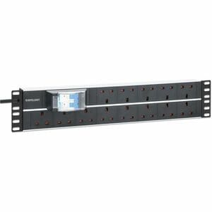19" 2U PDU 15-way UK, With 2P air breaker, Rackmount, Power Distribution Unit, UK 3-pin outlets, 3m power cord, output - B