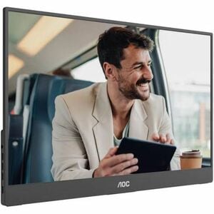 Monitor LED AOC 16T20E2 406,4 mm (16") Classe Full HD - 16:9 - Nero - 39,6 cm (15,6") Viewable - Tecnologia In-plane Switc