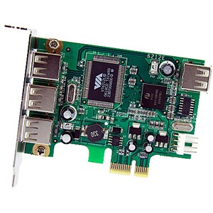StarTech.com 4-port PCI Express LP USB Adapter Card - 3 x 4-pin Type A Female USB 2.0 USB External