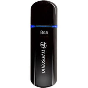 Transcend JetFlash 600 8 GB USB 2.0 Flash Drive - Black - Lifetime Warranty