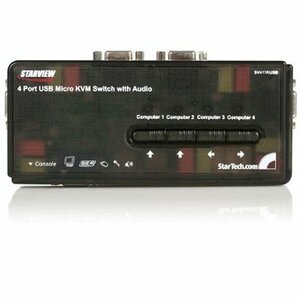 StarTech.com 4 Port Black USB KVM Switch Kit with Cables and Audio - desktop KVM Switch - VGA KVM Switch - USB KVM Switch 