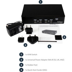 StarTech.com Commutateur KVM DisplayPort USB 4 ports avec audio - 4 Ordinateur(s) - 1 Utilisateur(s) local - WQXGA - 3840 