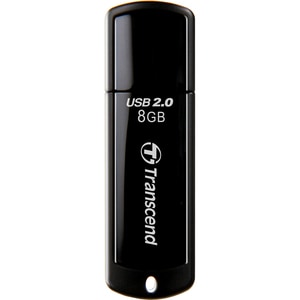 Transcend JetFlash 350 8 GB USB 2.0 Flash Drive - Black - 15 MB/s Read Speed - 7 MB/s Write Speed - 30 Year Warranty - Lif