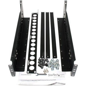StarTech.com 3U Fixed 19" Adjustable Depth Universal Server Rack Rails - 215lb Load Capacity - Steel - Black