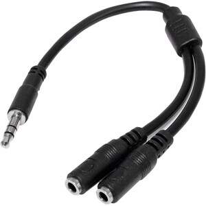 StarTech.com 3.5mm Audio Extension Cable - Slim Audio Splitter Y Cable and Headphone Extender - Male to 2x Female AUX Cabl