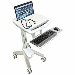 Ergotron StyleView Medical Trolley - 8.16 kg Capacity - 4 Casters - Aluminium - 464.8 mm Width x 1282.7 mm Height - White,