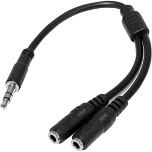 StarTech.com Slim Stereo Splitter Cable - 3.5mm Male to 2x 3.5mm Female - Slim Phono Stereo Y Cable - Cable for Audio Devi