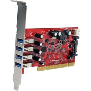 StarTech.com 4 Port PCI SuperSpeed USB 3.0 Adapter Card with SATA/SP4 Power - 4-Port USB 3.0 PCI/PCI-X Card (USB 3.1 Gen 1