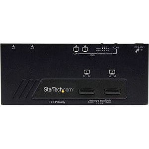 StarTech.com 2x2 HDMI Matrix Switch with Remote - 1080p Automatic & Priority Switcher - Video Wall Auto Selector Splitter 