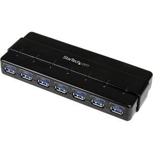 StarTech.com 7 Port SuperSpeed USB 3.0 Hub - 5Gbps - Desktop USB Hub with Power Adapter - Black - Add 7 external, SuperSpe