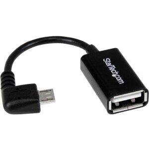 StarTech 5in Right Angle Micro USB to USB OTG Host Adapter M/F - Connect your USB On-The-Go capable tablet computer or Sma