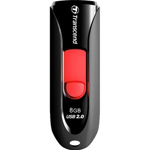 Transcend 8GB JetFlash 590 USB 2.0 Flash Drive - 8 GB - USB 2.0 - Red - Lifetime Warranty