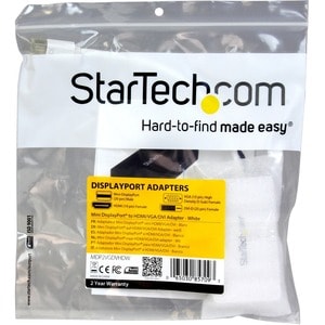 StarTech.com Travel A/V Adapter: 3-in-1 Mini DisplayPort to VGA DVI or HDMI Converter - White - Connect a Mini DisplayPort