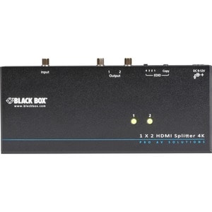 Black Box 4K HDMI Splitter - 1 x 2 - 3840 × 2160 - 1 x HDMI In - 2 x HDMI Out - TAA Compliant