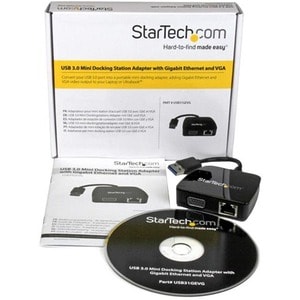 StarTech.com Travel Adapter for Laptops - VGA and Gigabit Ethernet - USB 3.0 - Portable Universal Laptop Mini Docking Stat
